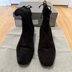 Aquatalia Lisa Leather Suede Boots Weatherproof Ankle Slouch Boots Black Size 8